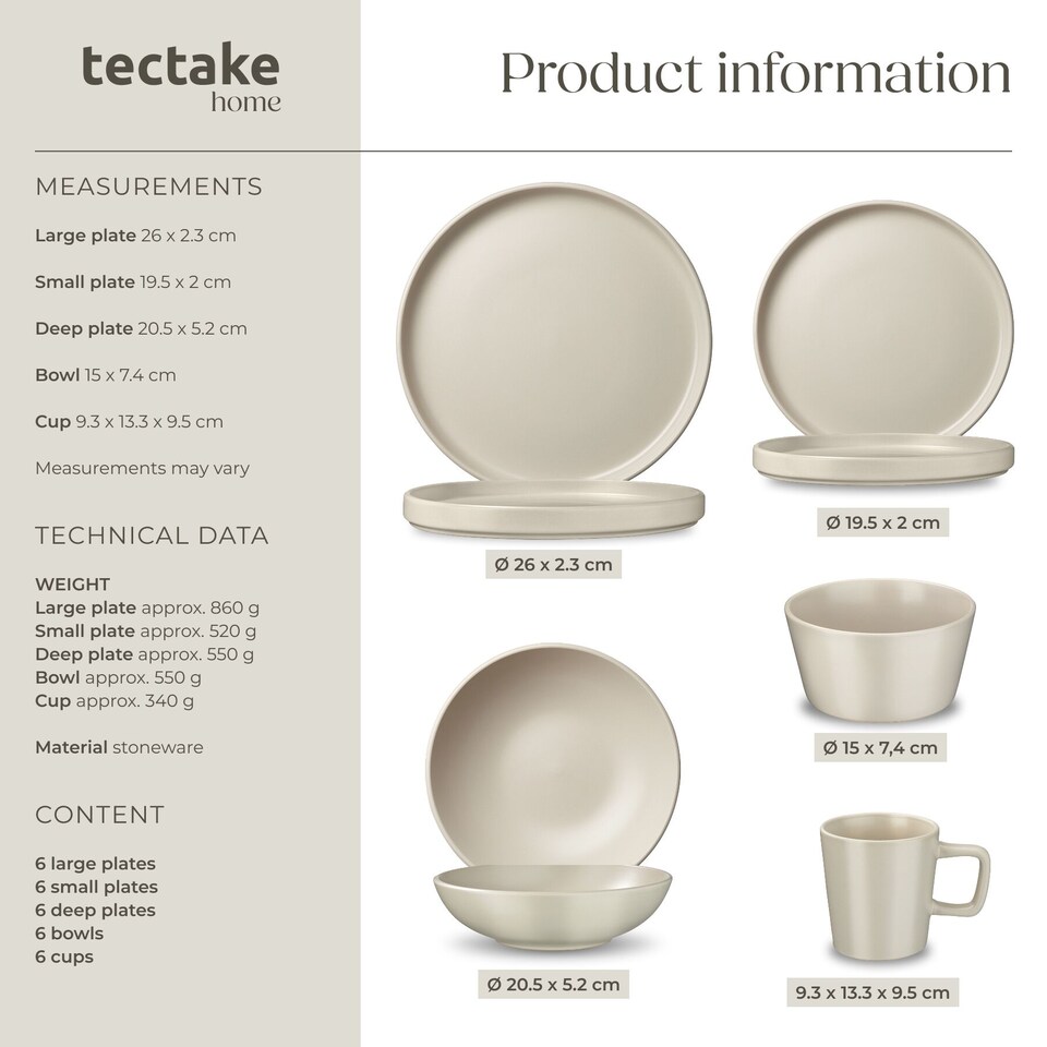 image 1 of Kitchen starter set for 6 people with crockery, pots and more | Black | black/taupe | 1