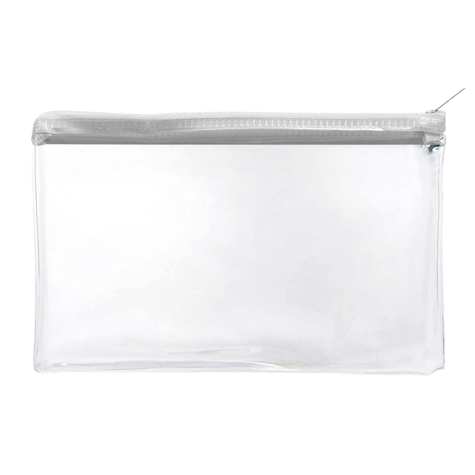 image 1 of Janrax 8x5" White Zip Clear Exam Pencil Case