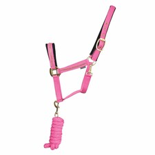 Hy Sparkle Horse Headcollar and Leadrope Set - Pink/Gold - Full