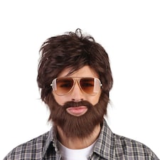 Bristol Novelty Unisex Vegas Vacation Wig And Beard Set - Brown - One Size One Size