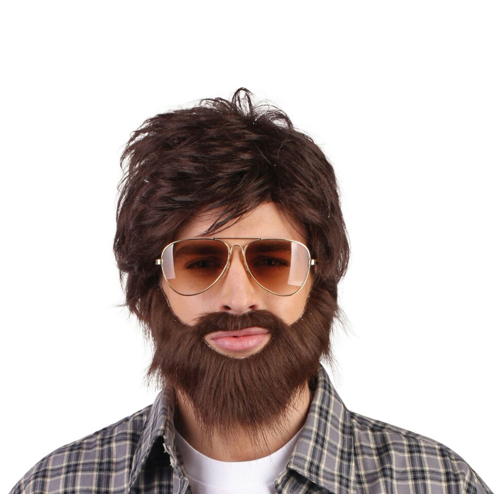 Bristol Novelty Unisex Vegas Vacation Wig And Beard Set - Brown - One Size One Size