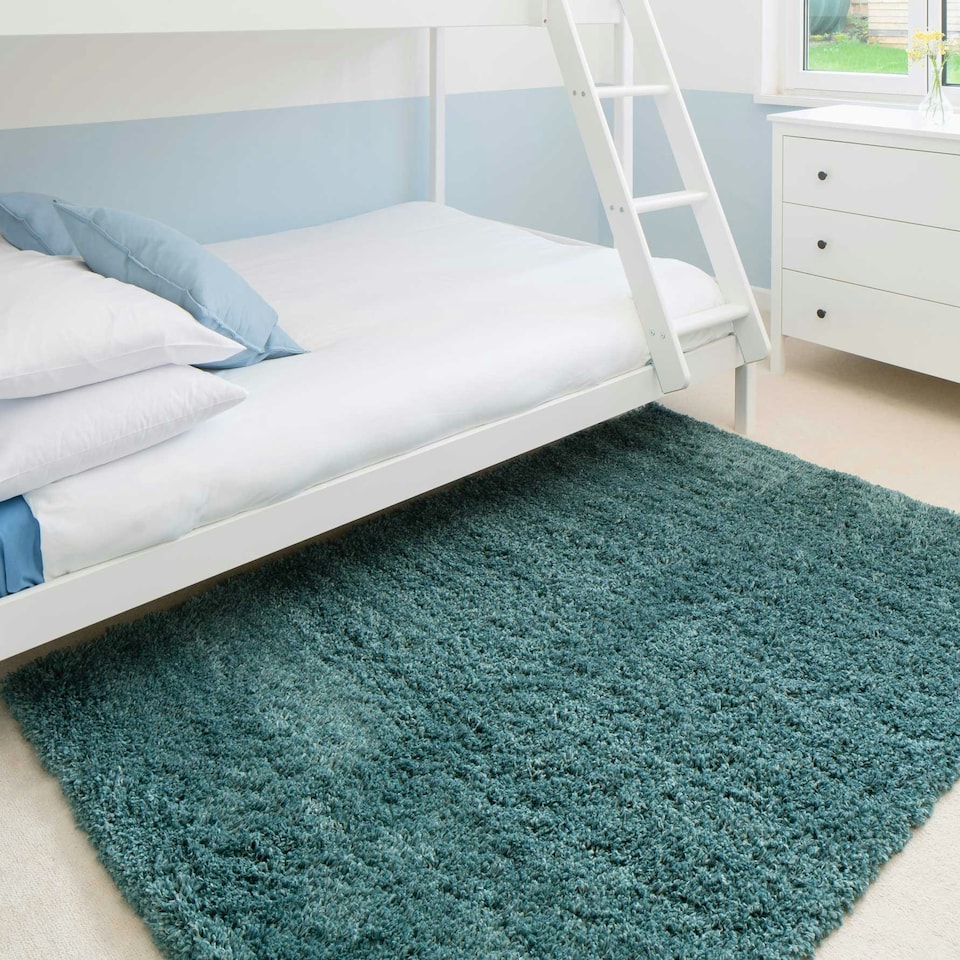 image 1 of KUKOON Ocean Blue Deep Pile Shaggy Living Room Area Rug 160cm x 230cm