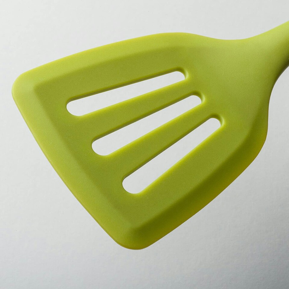 image 1 of Zeal Silicone Flexible Slotted Kitchen Turner, 30cm, Lime Green