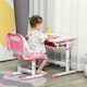 image 7 of HOMCOM Kids Desk and Chair Set w/ Drawer, Pen Slot Hook - Pink Grey