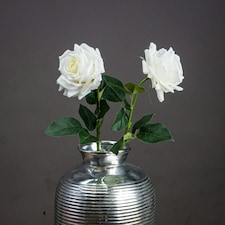 Hill Interiors Garden Rose Artificial Flower - White/Green - One Size