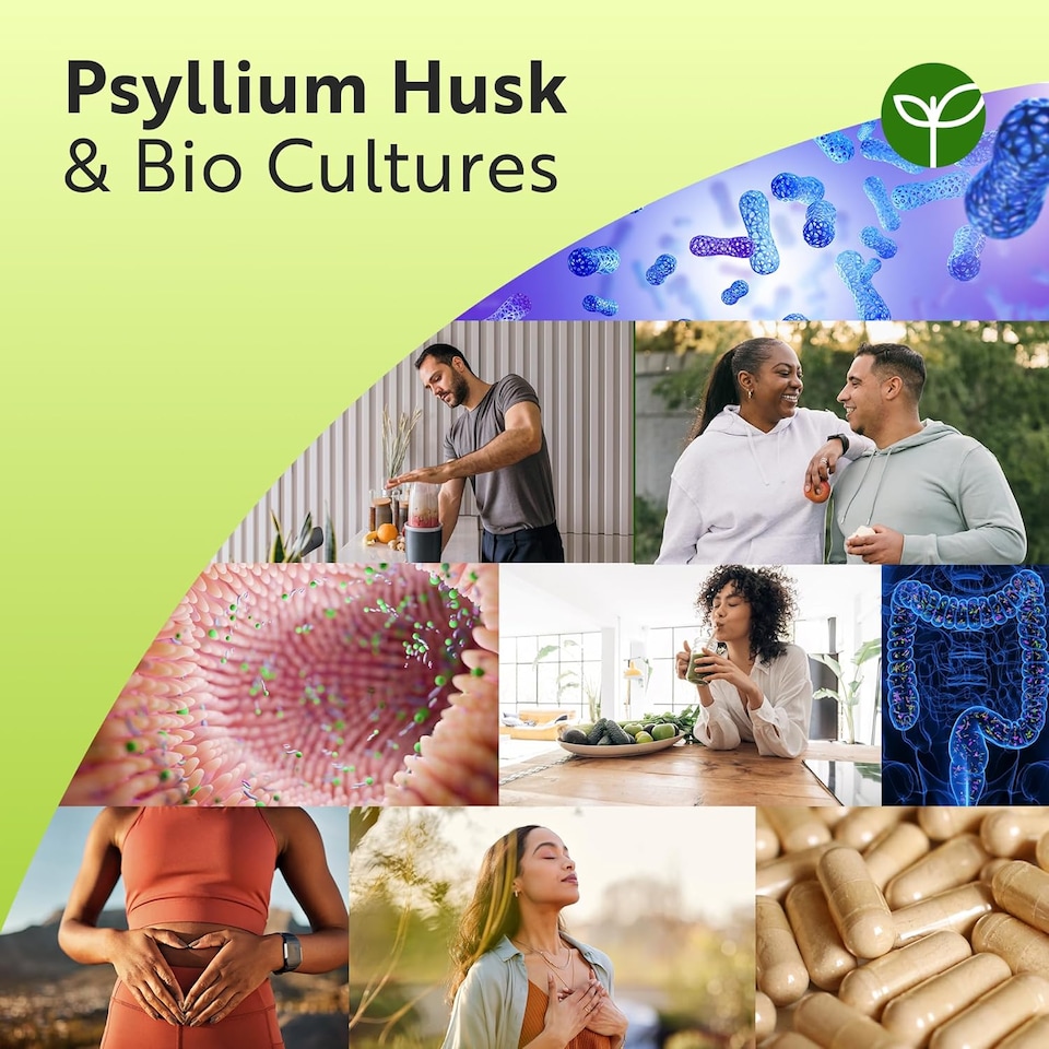 image 1 of Nutravita Psyllium Husk 4500mg with 500 Million CFU - Fibre Supplement Supports Digestive Balance - Made in the UK - 180 Psyllium Husks Capsules