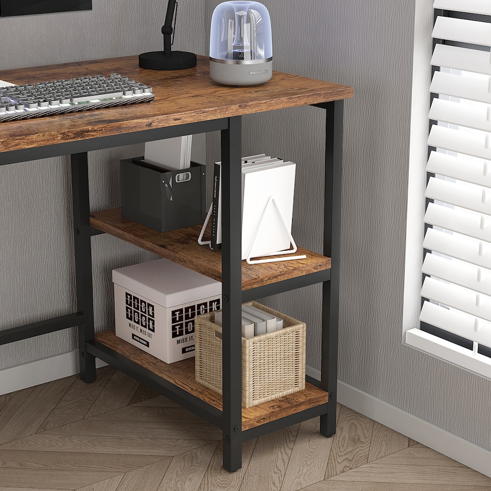 image 1 of MCC Direct Computer Desk with 2 Adjustable shelves - Chicago 120cm Brown | Brown