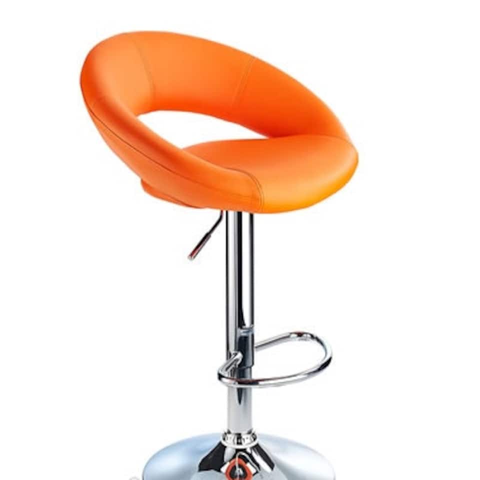 Envy Orange Breakfast Bar Stool Curvy Height Adjustable. Orange