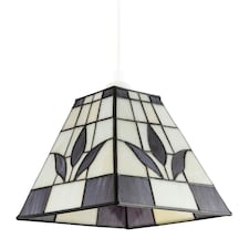 Square Purple and Amber Stained Glass Tiffany Pendant Lighting Shade Purple