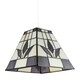 image 1 of Square Purple and Amber Stained Glass Tiffany Pendant Lighting Shade Purple