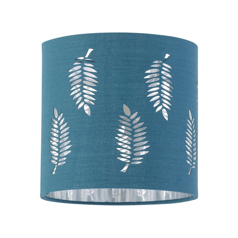 image 1 of Fern - Teal Cut Out 15.5cm Table Lamp Shade | Green | Silver | Small | 1