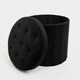 image 5 of OHS Matte Velvet Soft Round Foldable Footstool Seat Storage Organiser Ottoman Black