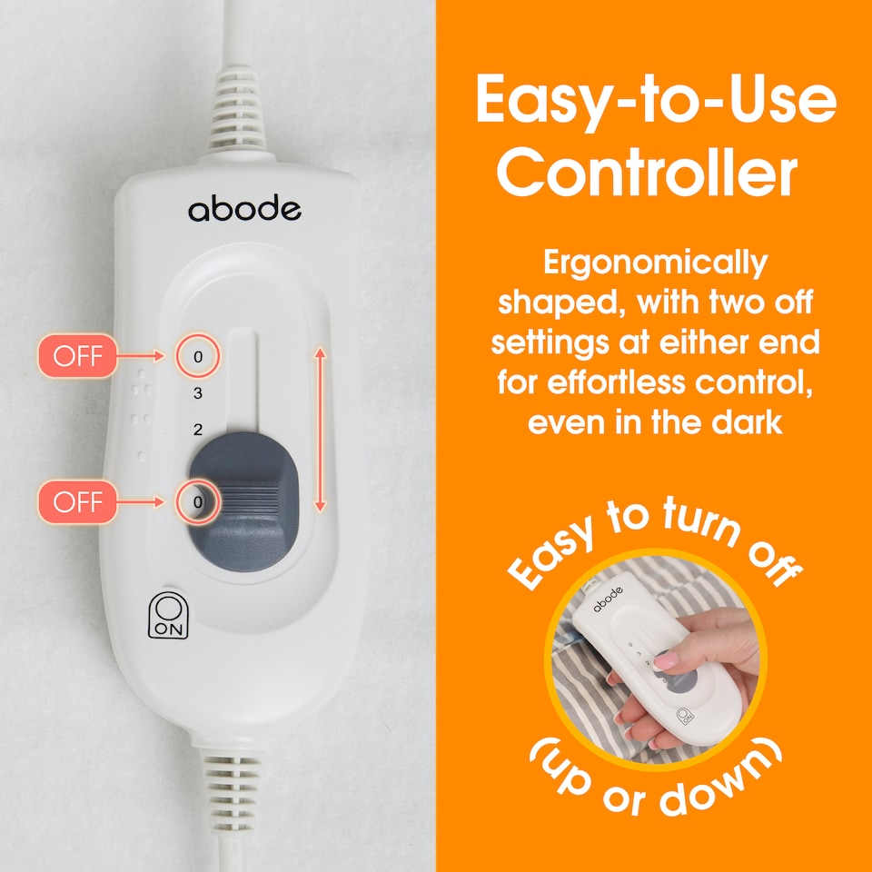 image 1 of Abode AEDB2002 Double Electric Blanket 90W Heated Underblanket White 3 Heats