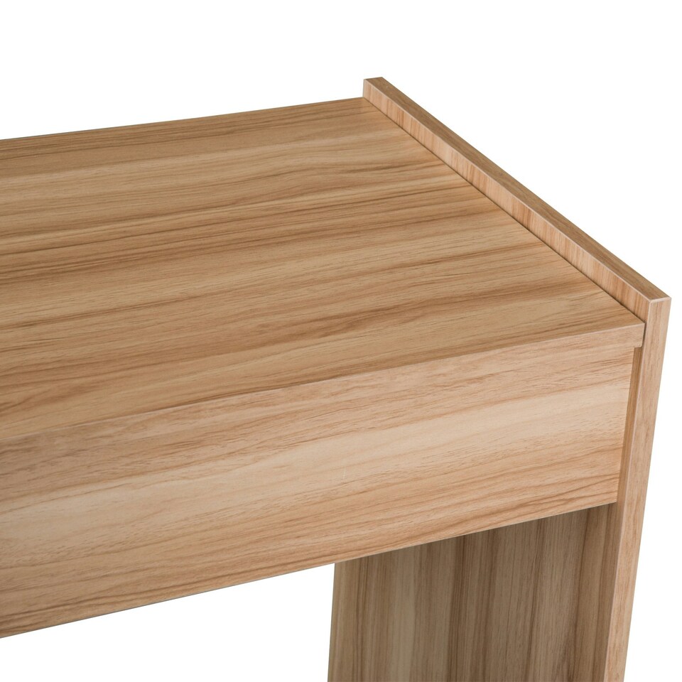 image 1 of HOMCOM Dressing Table Set Cushioned Stool Flip-up Mirror Chipboard - Wood Grain