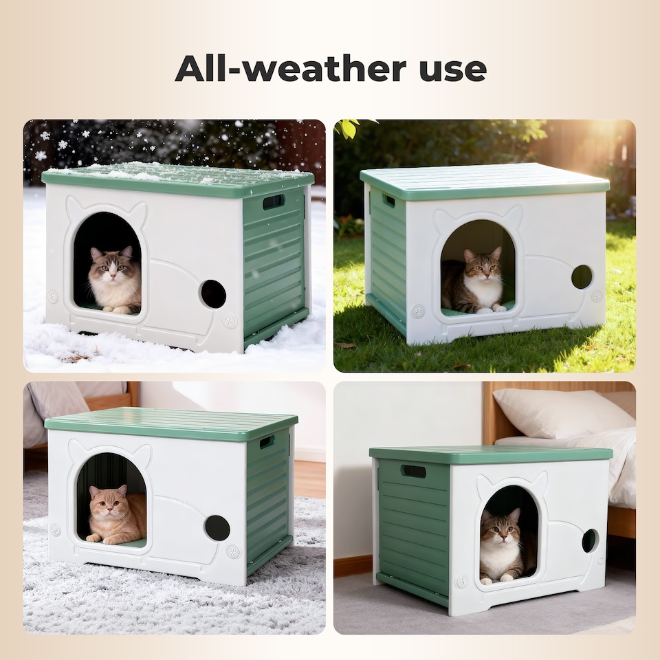 image 1 of Skylos Dog Kennel Plastic Puppy Shelter Pet House Weatherproof Outdoor Indoor