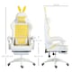 image 3 of Vinsetto Reclining Racing Gaming Chair with Headrest and Lumber Support, PU Leather Computer Chair with Removable Rabbit Ears, Footrest, Yellow