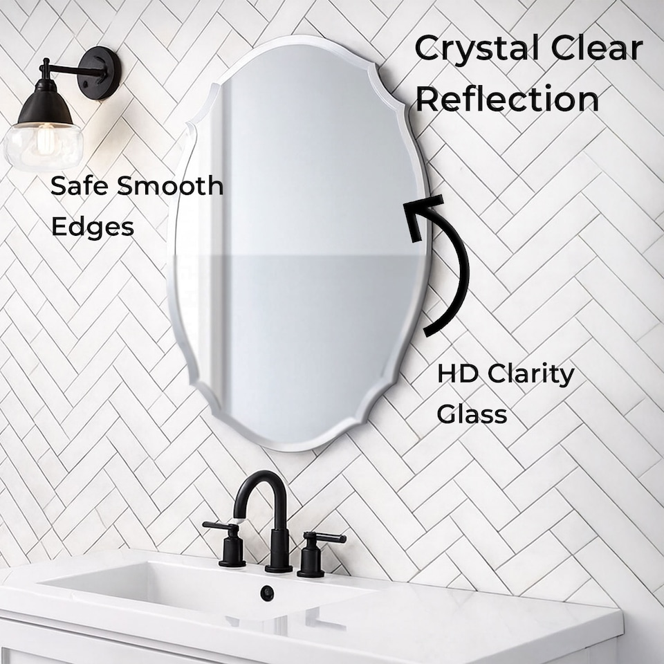 image 1 of Neo Ellipse Frameless Wall Mirror 60x40cm Frameless Bevelled Edge Mirror