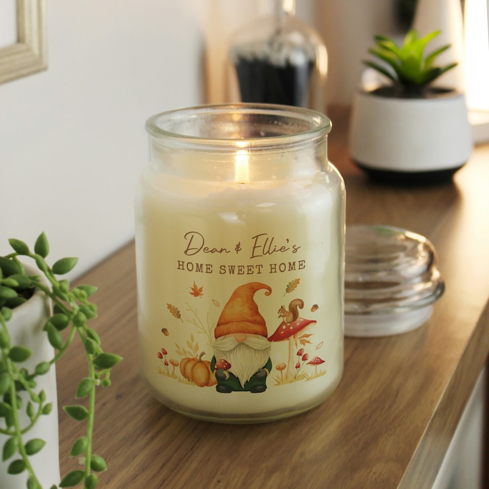 image 1 of Personalised Autumn Gonk Large Candle Jar White