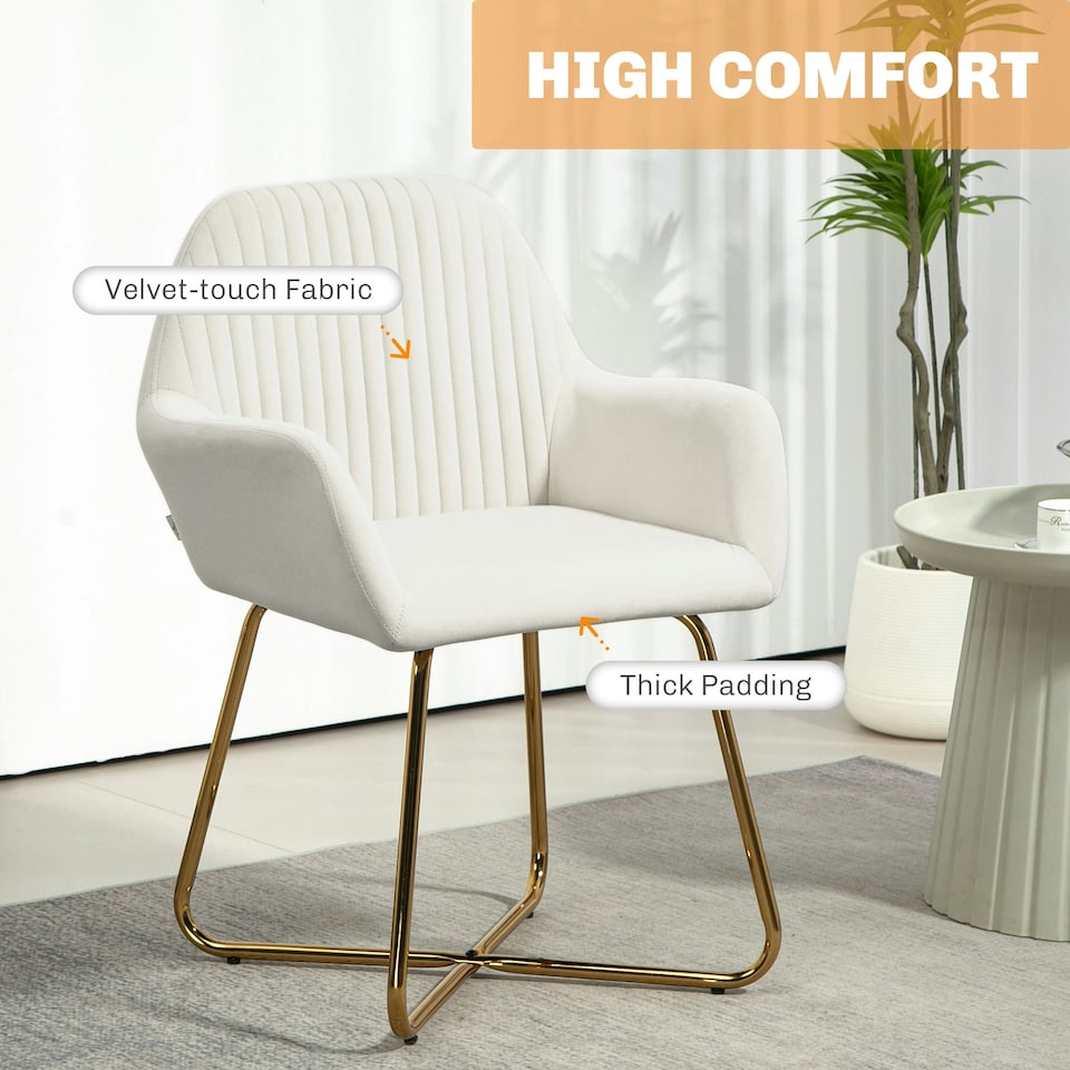 image 1 of HOMCOM Modern Accent Chair Velvet-Touch Upholstered Armchair Cream