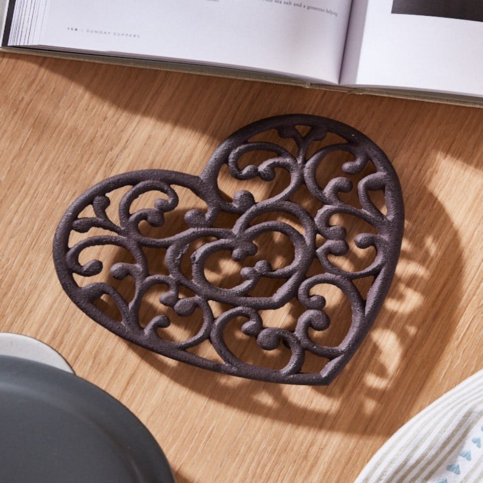 image 1 of Heart Shaped Cast Iron Trivet