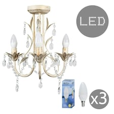 ValueLights Odelia Painted Gold Chandelier and E14 Candle LED 4W Warm White 3000K Bulb | Gold