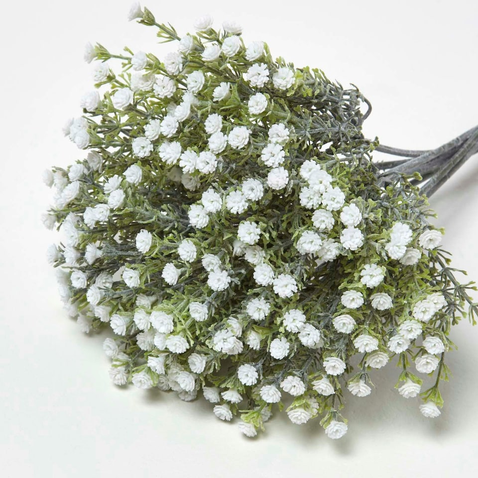 image 1 of Homescapes Artificial Flower White Baby's Breath Bouquet, 32 cm