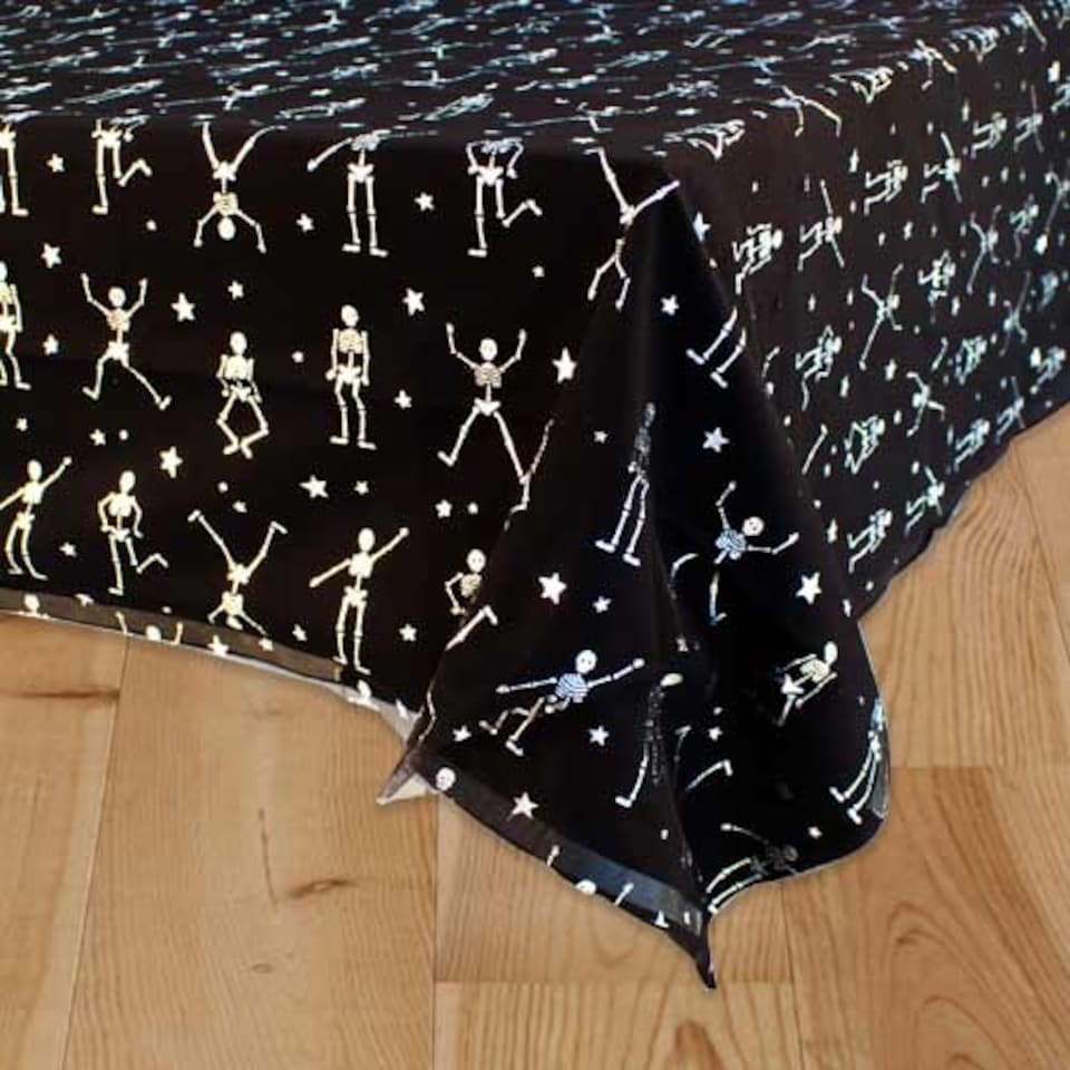 Halloween Skeletons See-Through Net Tablecover 178cm x 132cm