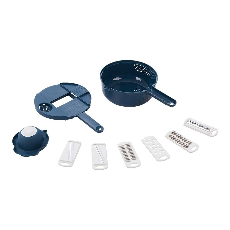 image 1 of Living and Home 9-in-1 Multi-Functional Vegetable Cutter Set, Blue