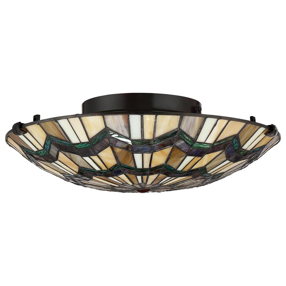 image 1 of Alcott 2 Light Tiffany Flush Mount - Bronze Finish, E27
