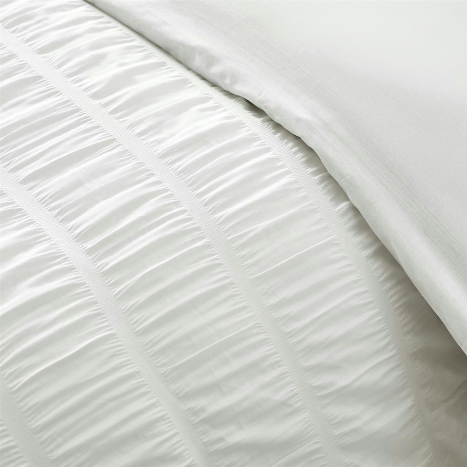 image 1 of Seersucker Frill Duvet Cover Set | White