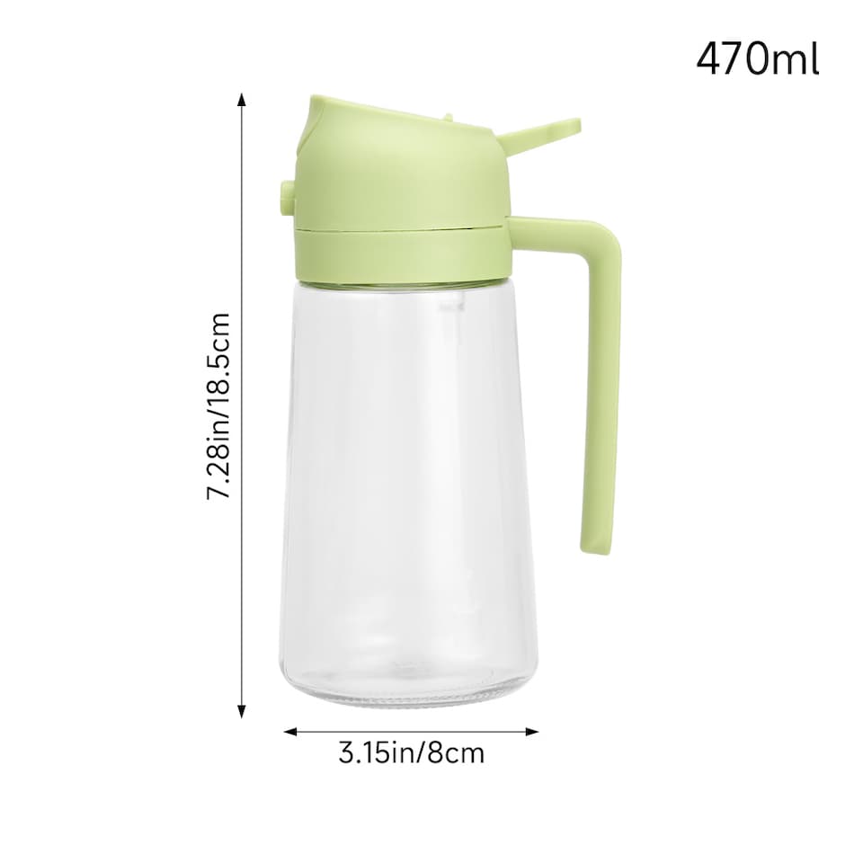 image 1 of Living and Home 2-in-1 Glass Oil Sprayer & Dispenser,Green,470ml | Green