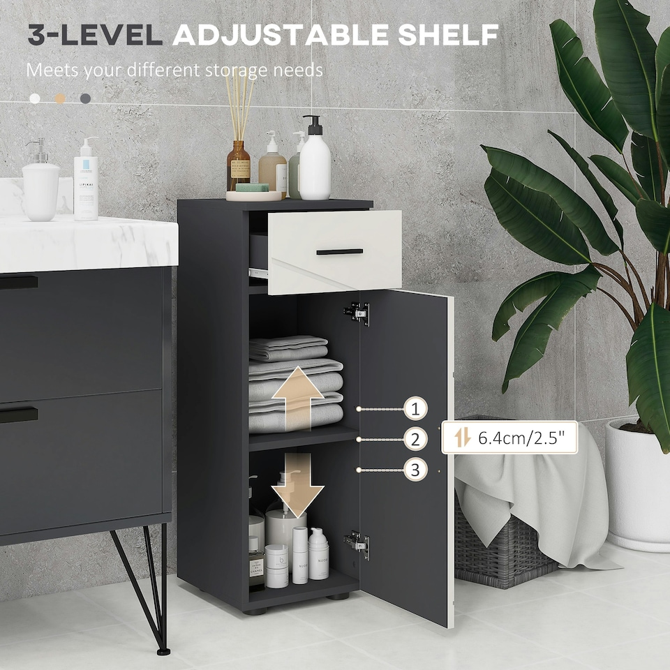 image 1 of kleankin Bathroom Storage Cabinet, Slim Bathroom Cabinet with Soft Close Door