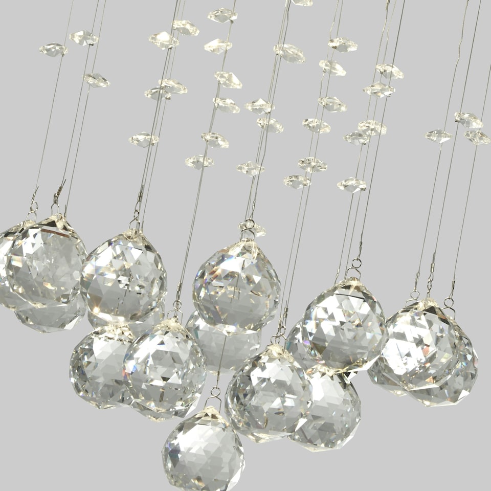image 1 of 3LT CHROME CEILING FLUSH WITH ACRYLIC DROPS