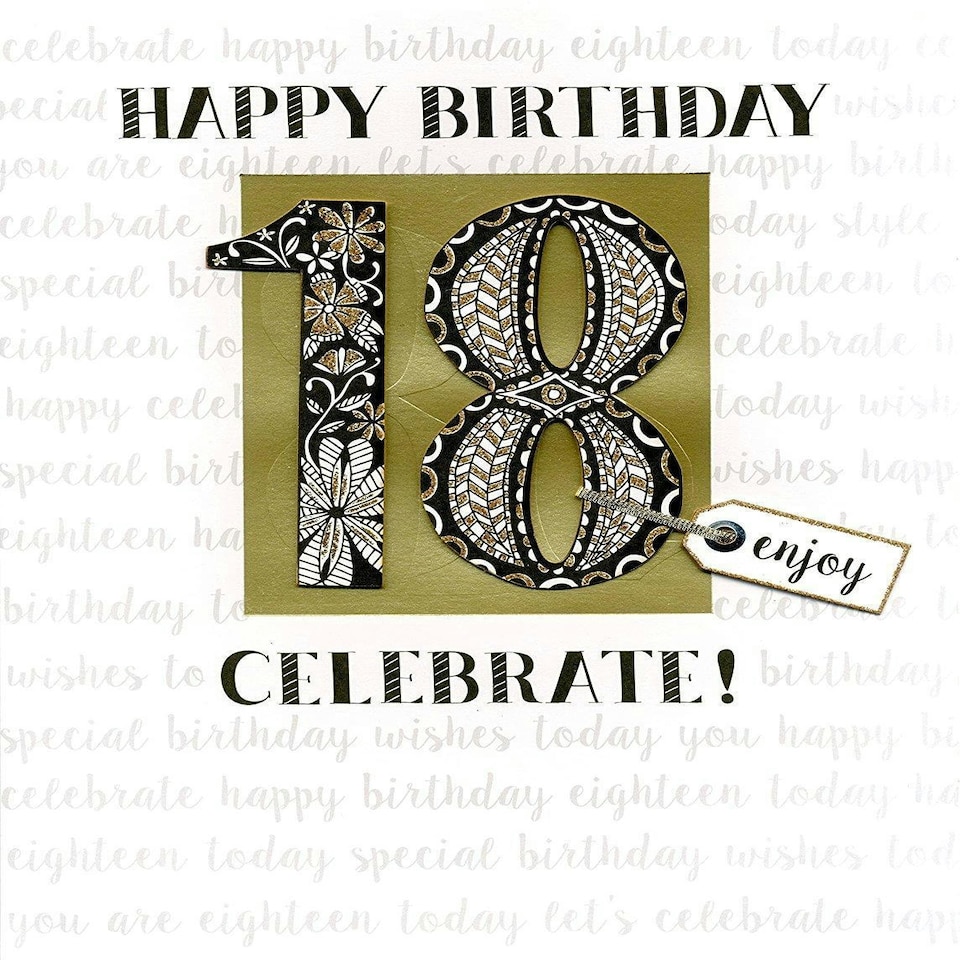 image 1 of 18th Birthday Gigantic Greeting Card Embellished & Flittered A4 Sized Cards