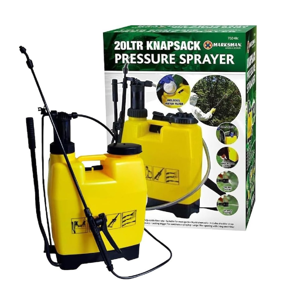 image 1 of 20l Knapsack Pressure Sprayer Water Spray Bottle Backpack Garden Cleaning Weed Remover