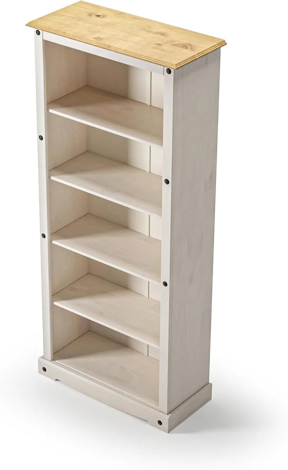 image 1 of Corona Tall Large White Bookcase Solid Pine Wood
