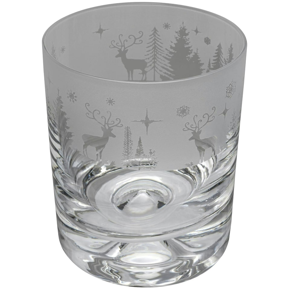 Animo Glass Whisky Tumbler Etched Glass Winter Wonderland