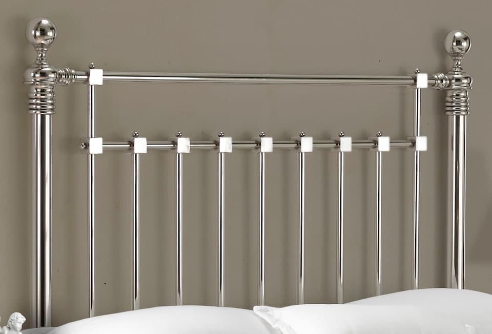 image 1 of 5ft King Size Antique Victorian style, chrome nickel finish traditional metal bed frame bedstead. | Silver | Chrome Nickel | King