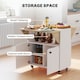 image 5 of HOMCOM Folding Dining Table, Rolling Drop Leaf Table with Hidden Shelf | White | White and Natural Wood | 70W x 83D x 75H cm