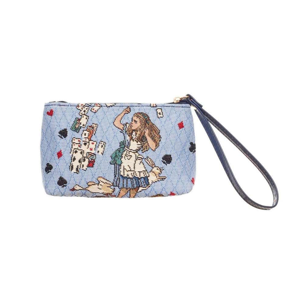 image 1 of Signare Wristlet Bag - Alice in Wonderland Nothing But Cards Blue