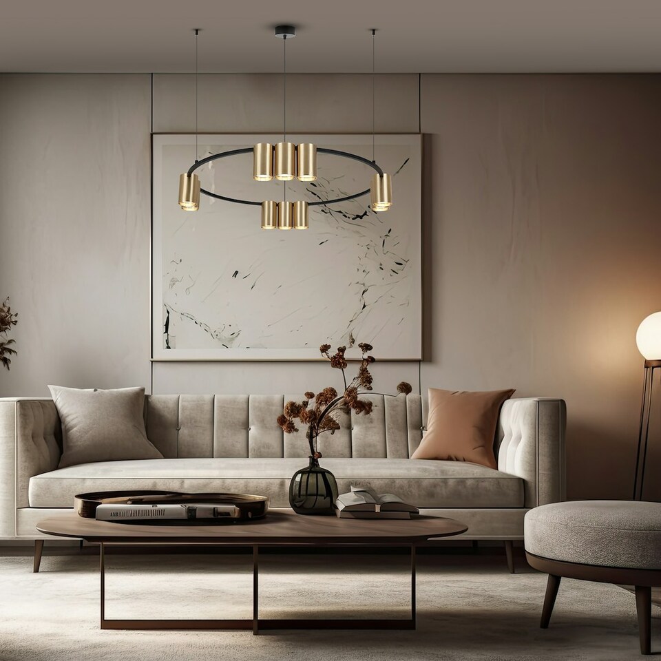 image 1 of Milagro Pendant Light (Circle) Genesis Black Gold 10xGU10
