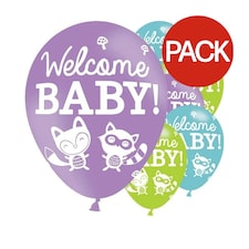 Amscan Welcome Baby! Latex Baby Shower Balloons (Pack of 6) - Blue/Green/Purple - One Size