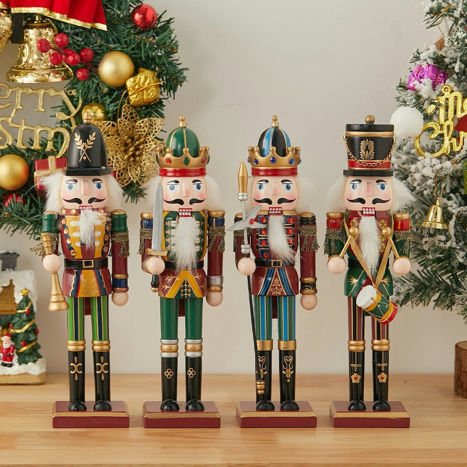 image 1 of Living and Home Wooden Nutcracker Soldier Figurine Christmas Ornament