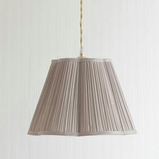 ValueLights Loralei Light Grey Large Pleated Faux Silk Scallop Easy Fit Lamp Shade with Bulb Grey