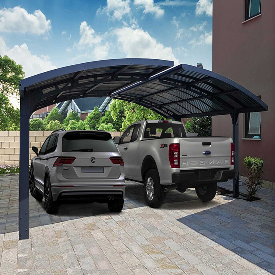 image 1 of Carport Arizona Wave Double Wings and Arch - Polycarbonate - L495 x W578 x H273.5 cm | Grey