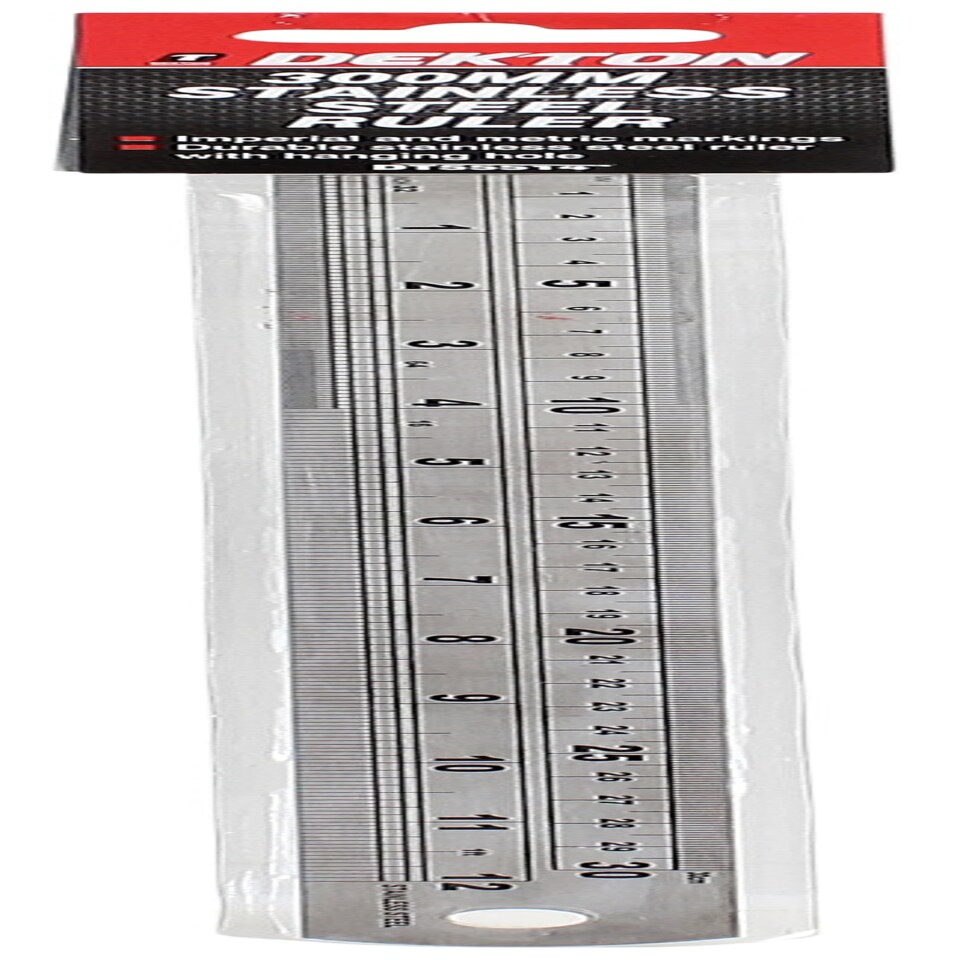image 1 of Dekton 300mm Stainless Steel Ruler Metal Ruler
