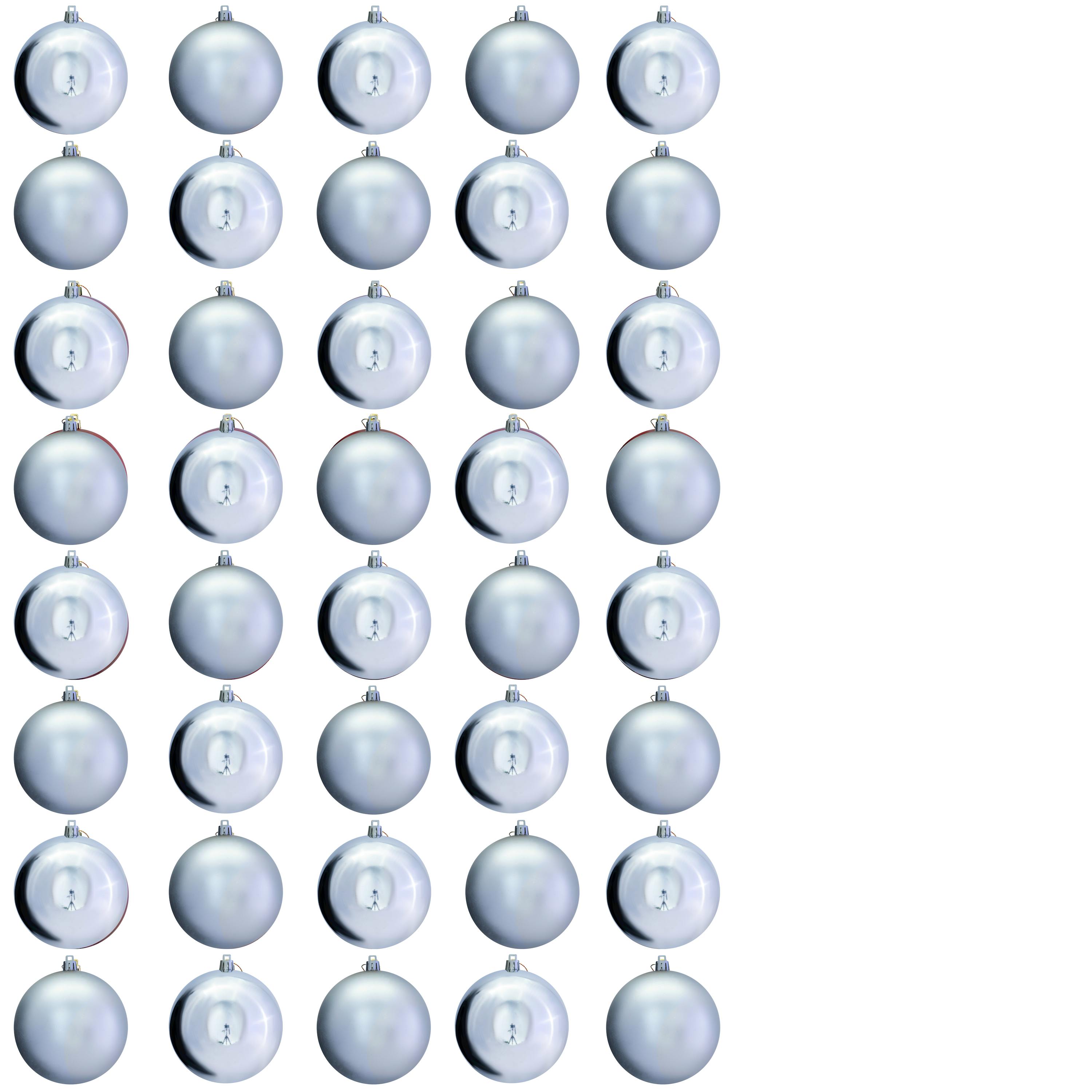 Christmas Tree World 8cm Bauble Set Shiny/Matt (40 pc) - Silver