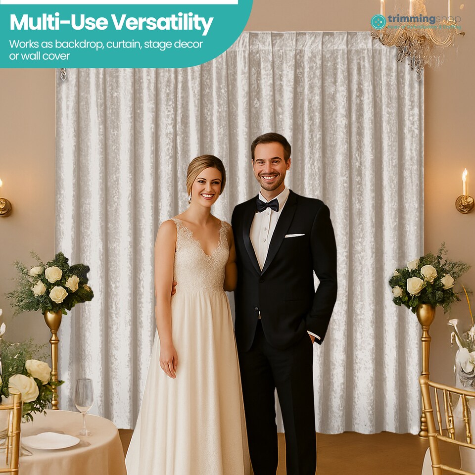 image 1 of 3x3m Crushed Velvet Backdrop, 8cm Rod Pocket Photography Background