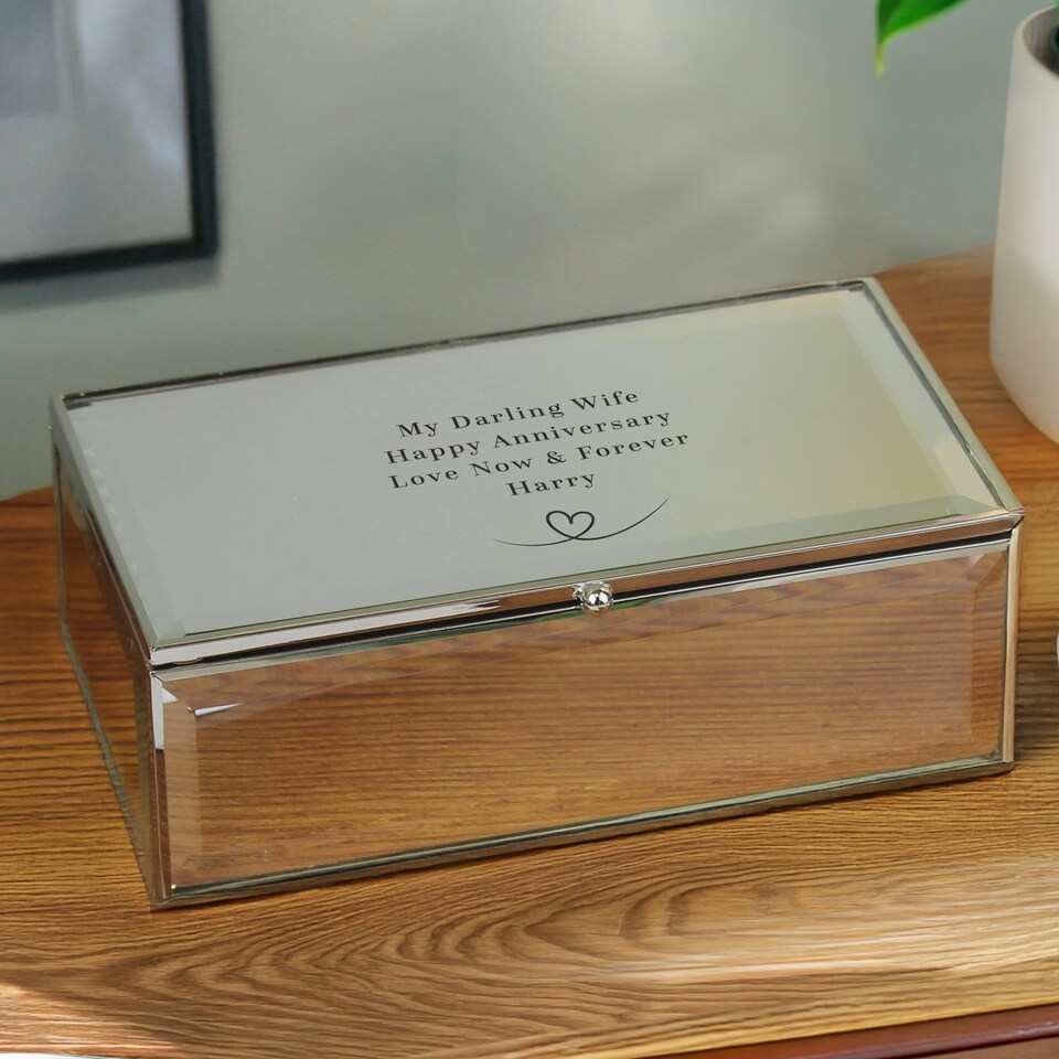 image 1 of Personalised Heart Mirrored Jewellery Box