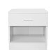 image 1 of Modern Bedside Table with Drawer and Open Shelf High Gloss In White White